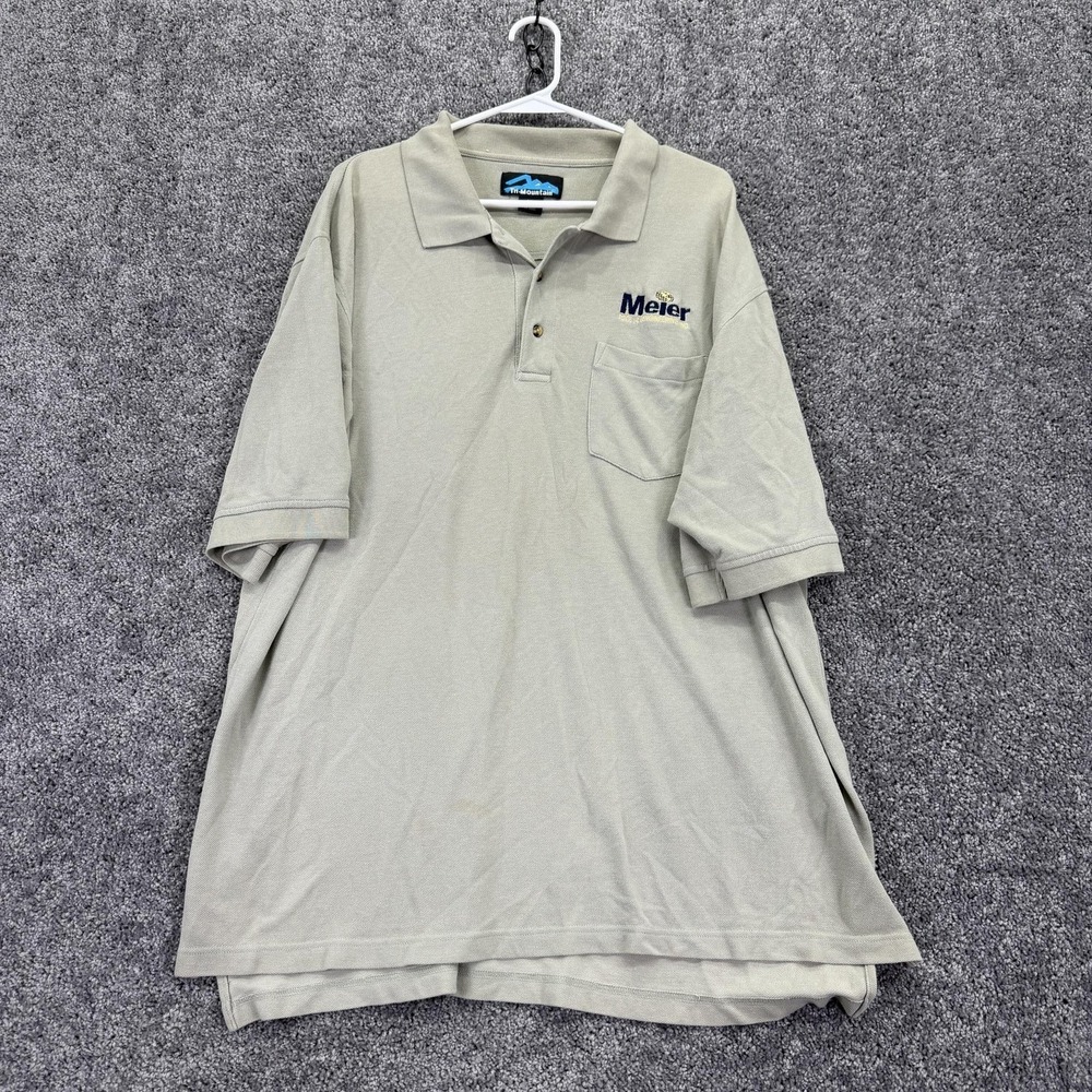 Tri-Mountain Polo Shirt Mens 2XL Beige Solid Pocket Meier Tool Logo Engineering